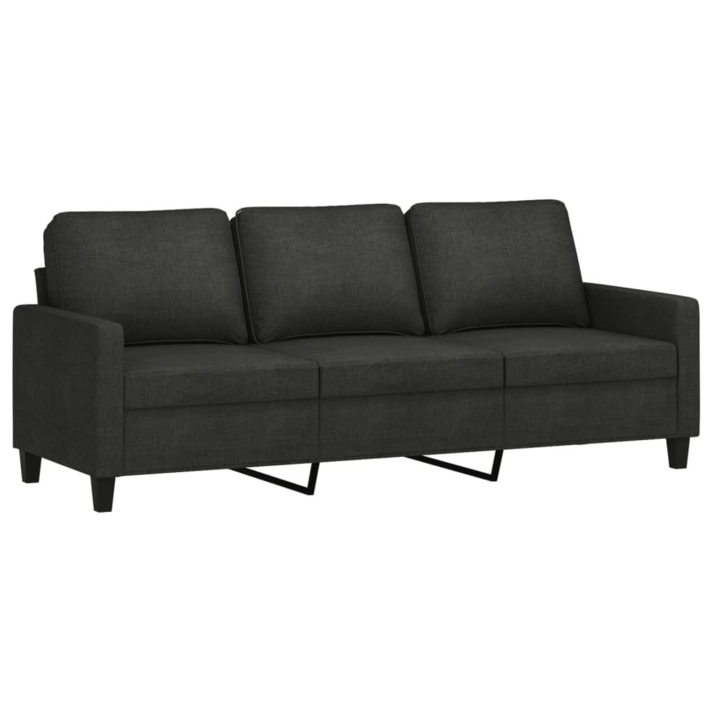 vidaXL Canapea cu 3 locuri cu taburet, negru, 180 cm, material textil vidaXL Canapea cu 3 locuri cu taburet, negru, 180 cm, material textil