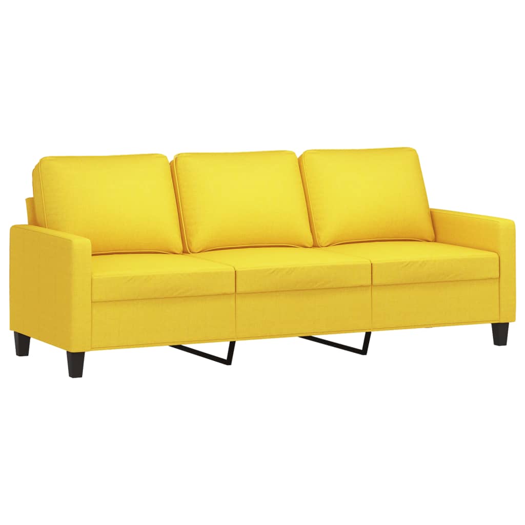 vidaXL Canapea cu 3 locuri și taburet, galben deschis, 180 cm, textil vidaXL Canapea cu 3 locuri și taburet, galben deschis, 180 cm, textil