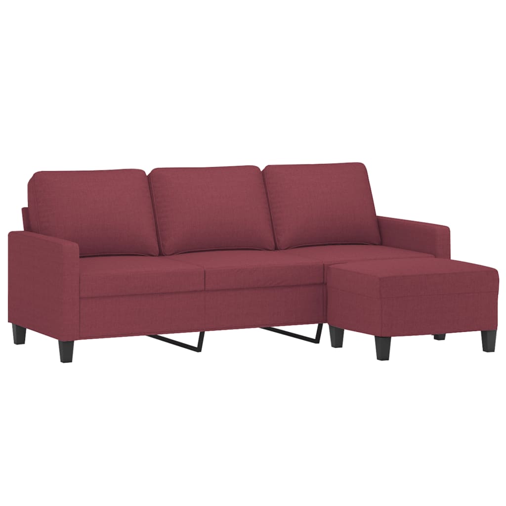 vidaXL Canapea cu 3 locuri și taburet, roșu vin, 180 cm, textil vidaXL Canapea cu 3 locuri și taburet, roșu vin, 180 cm, textil