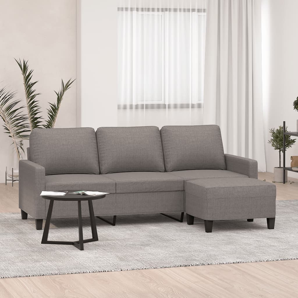 vidaXL Canapea cu 3 locuri și taburet, taupe, 180 cm, material textil vidaXL Canapea cu 3 locuri și taburet, taupe, 180 cm, material textil