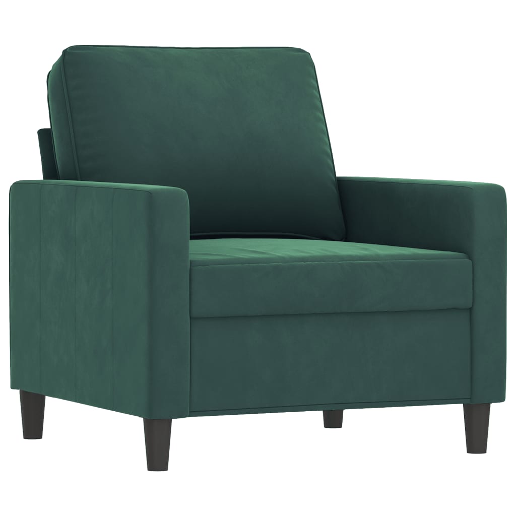 vidaXL Fotoliu canapea cu taburet, verde închis, 60 cm, catifea