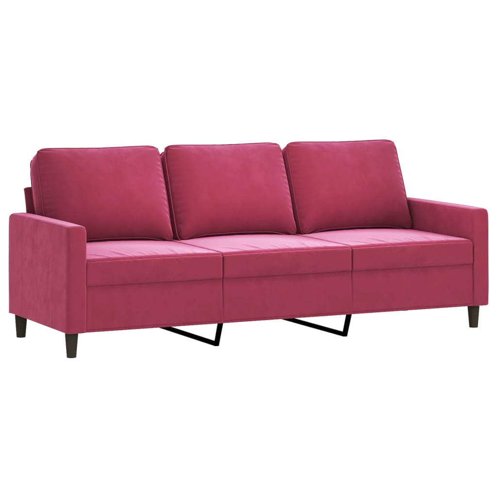 vidaXL Canapea cu 3 locuri și taburet, roșu vin, 180 cm, catifea vidaXL Canapea cu 3 locuri și taburet, roșu vin, 180 cm, catifea
