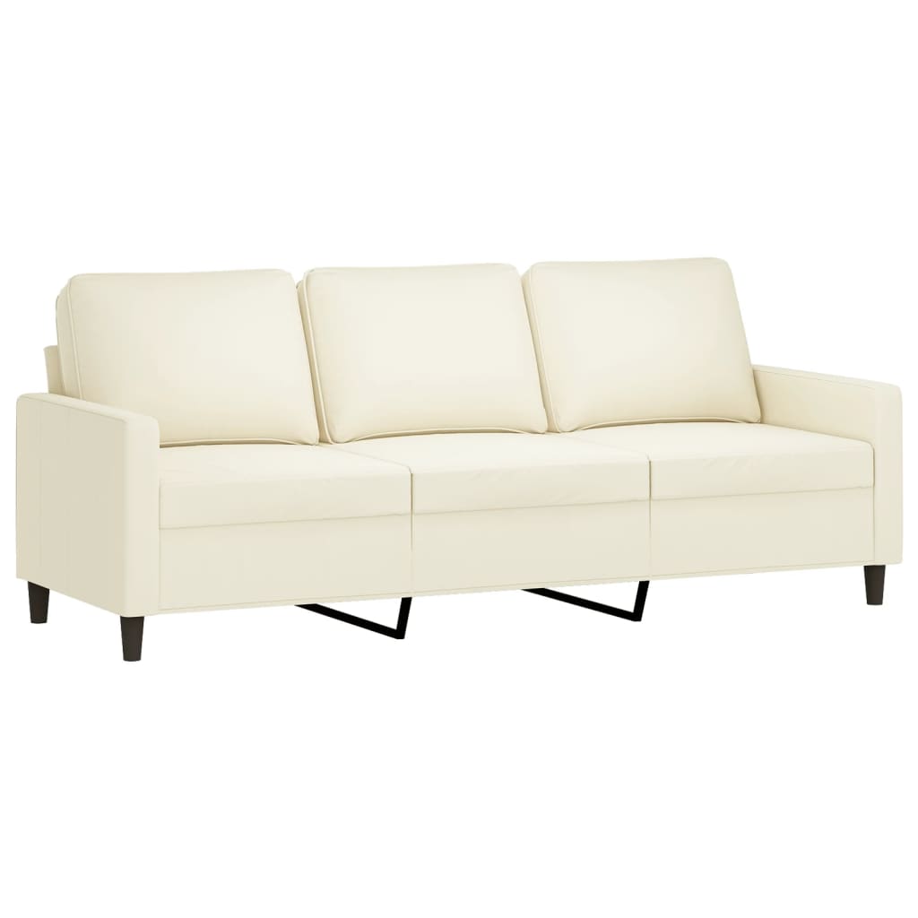 vidaXL Canapea cu 3 locuri și taburet, crem, 180 cm, catifea vidaXL Canapea cu 3 locuri și taburet, crem, 180 cm, catifea