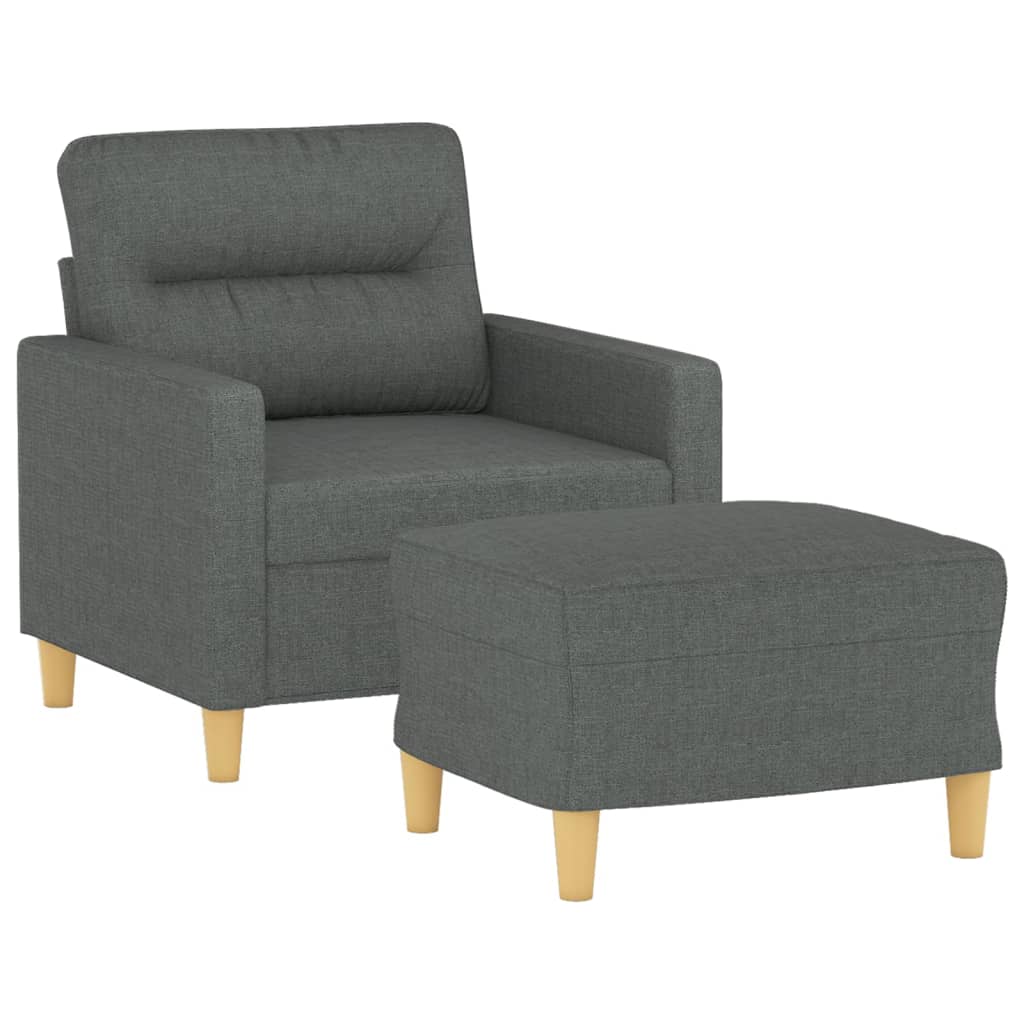 vidaXL Fotoliu canapea cu taburet, gri închis, 60 cm, textil