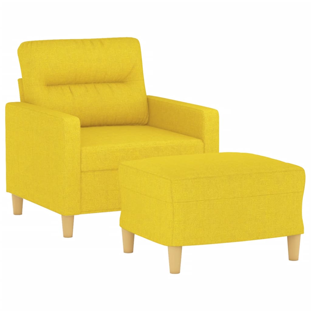 vidaXL Fotoliu canapea cu taburet, galben deschis, 60 cm, textil