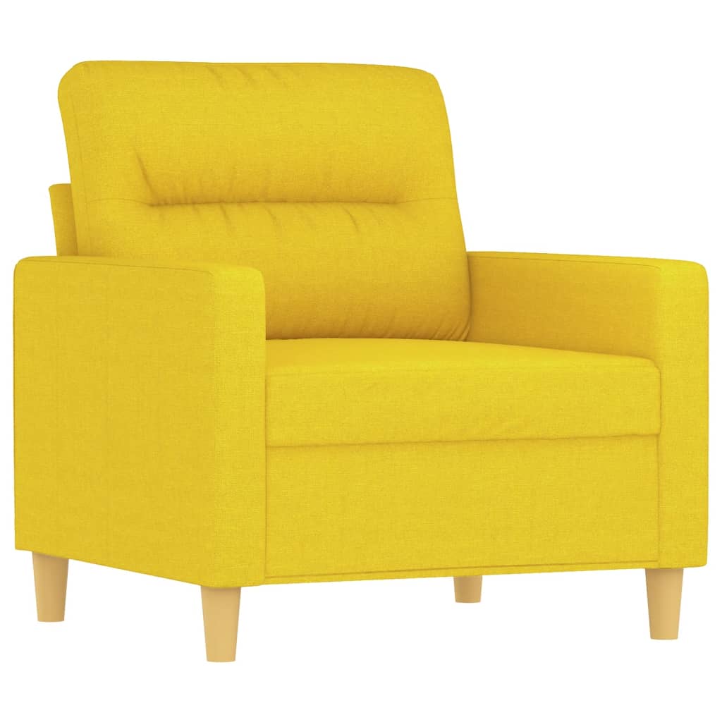 vidaXL Fotoliu canapea cu taburet, galben deschis, 60 cm, textil
