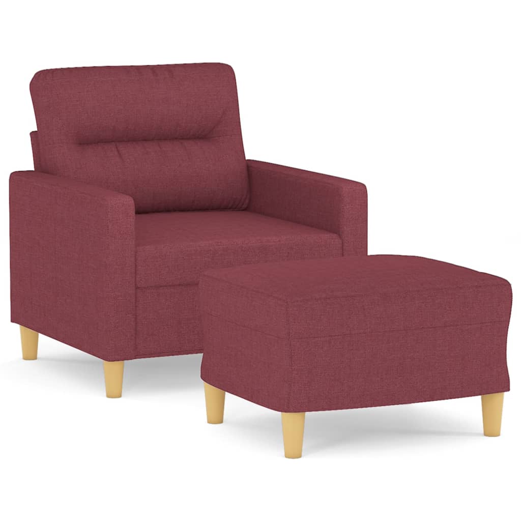 vidaXL Fotoliu canapea cu taburet, roșu vin, 60 cm, material textil