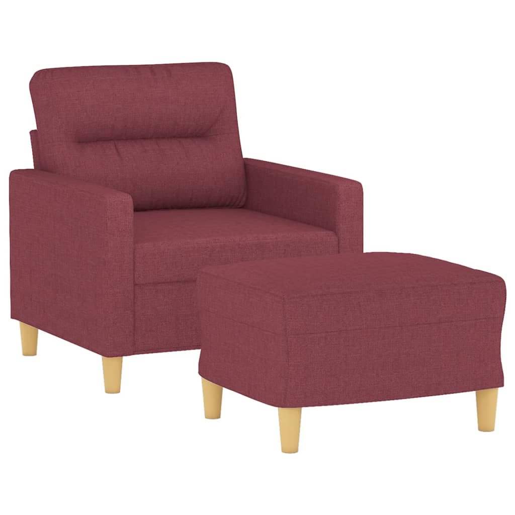 vidaXL Fotoliu canapea cu taburet, roșu vin, 60 cm, material textil