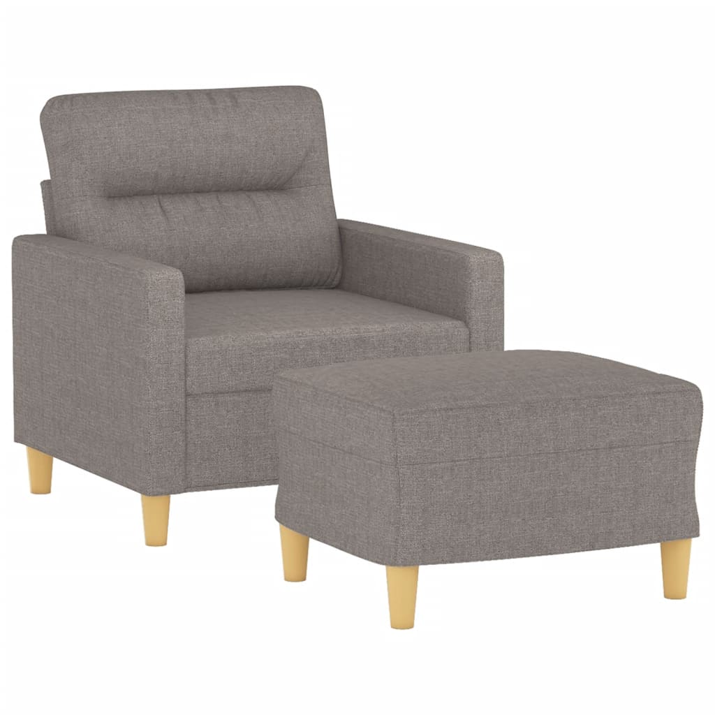 vidaXL Fotoliu canapea cu taburet, taupe, 60 cm, material textil