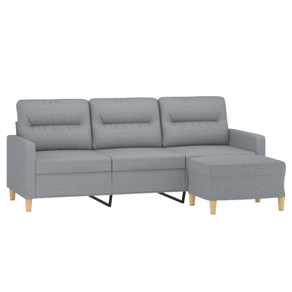vidaXL Canapea cu 3 locuri și taburet, gri deschis, 180 cm, textil vidaXL Canapea cu 3 locuri și taburet, gri deschis, 180 cm, textil