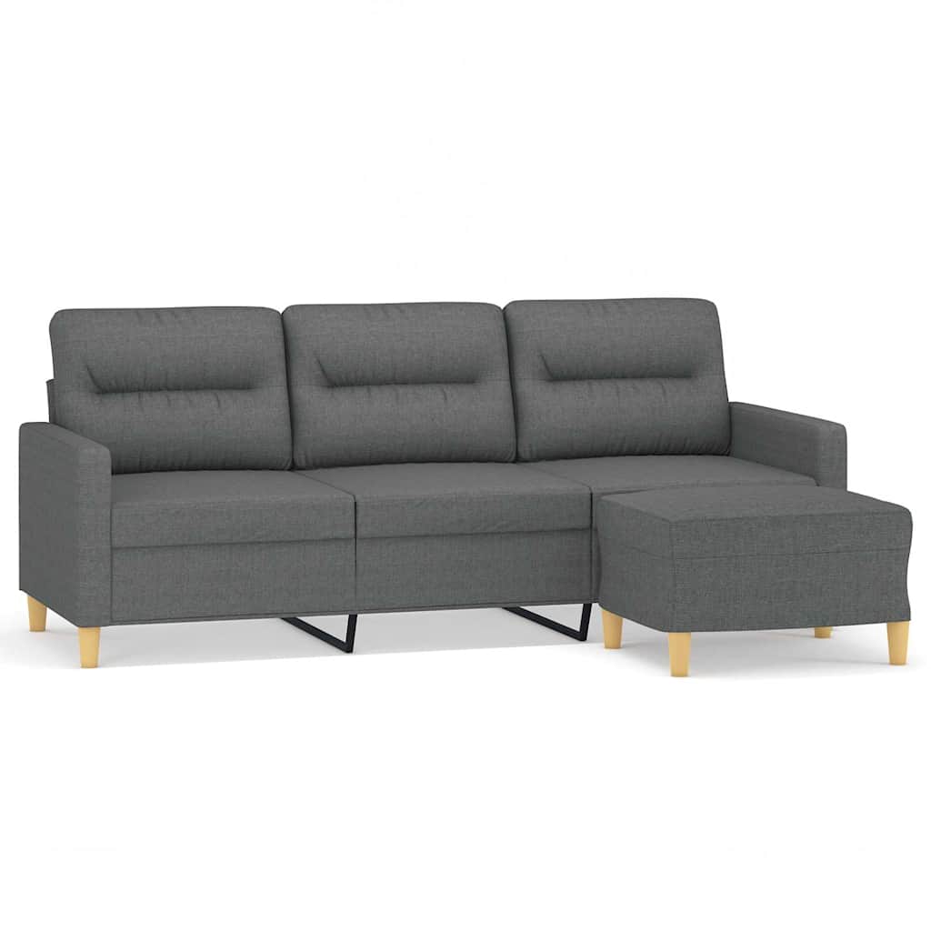 vidaXL Canapea cu 3 locuri și taburet, gri închis, 180 cm, textil vidaXL Canapea cu 3 locuri și taburet, gri închis, 180 cm, textil