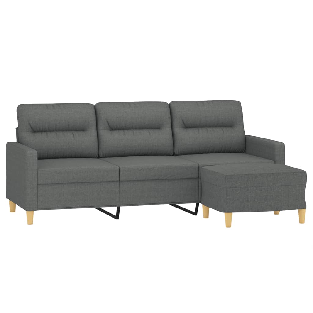 vidaXL Canapea cu 3 locuri și taburet, gri închis, 180 cm, textil vidaXL Canapea cu 3 locuri și taburet, gri închis, 180 cm, textil