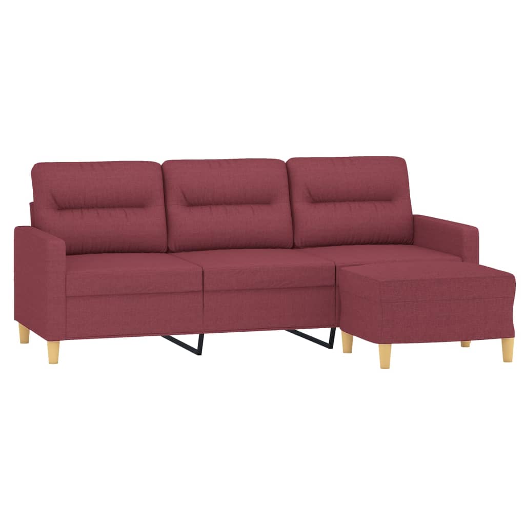 vidaXL Canapea cu 3 locuri și taburet, roșu vin, 180 cm, textil vidaXL Canapea cu 3 locuri și taburet, roșu vin, 180 cm, textil