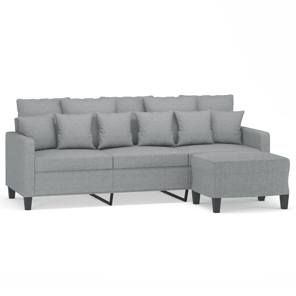 vidaXL Canapea cu 3 locuri și taburet, gri deschis, 180 cm, textil vidaXL Canapea cu 3 locuri și taburet, gri deschis, 180 cm, textil