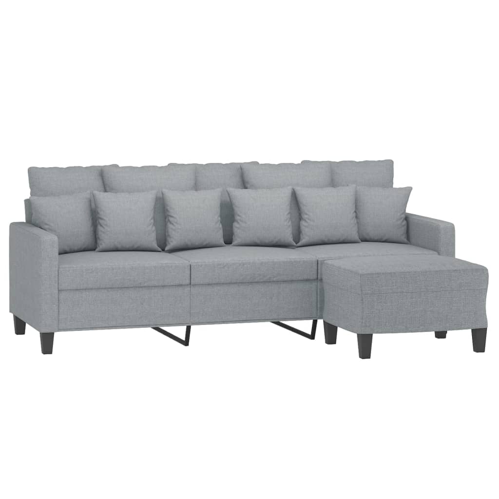 vidaXL Canapea cu 3 locuri și taburet, gri deschis, 180 cm, textil vidaXL Canapea cu 3 locuri și taburet, gri deschis, 180 cm, textil