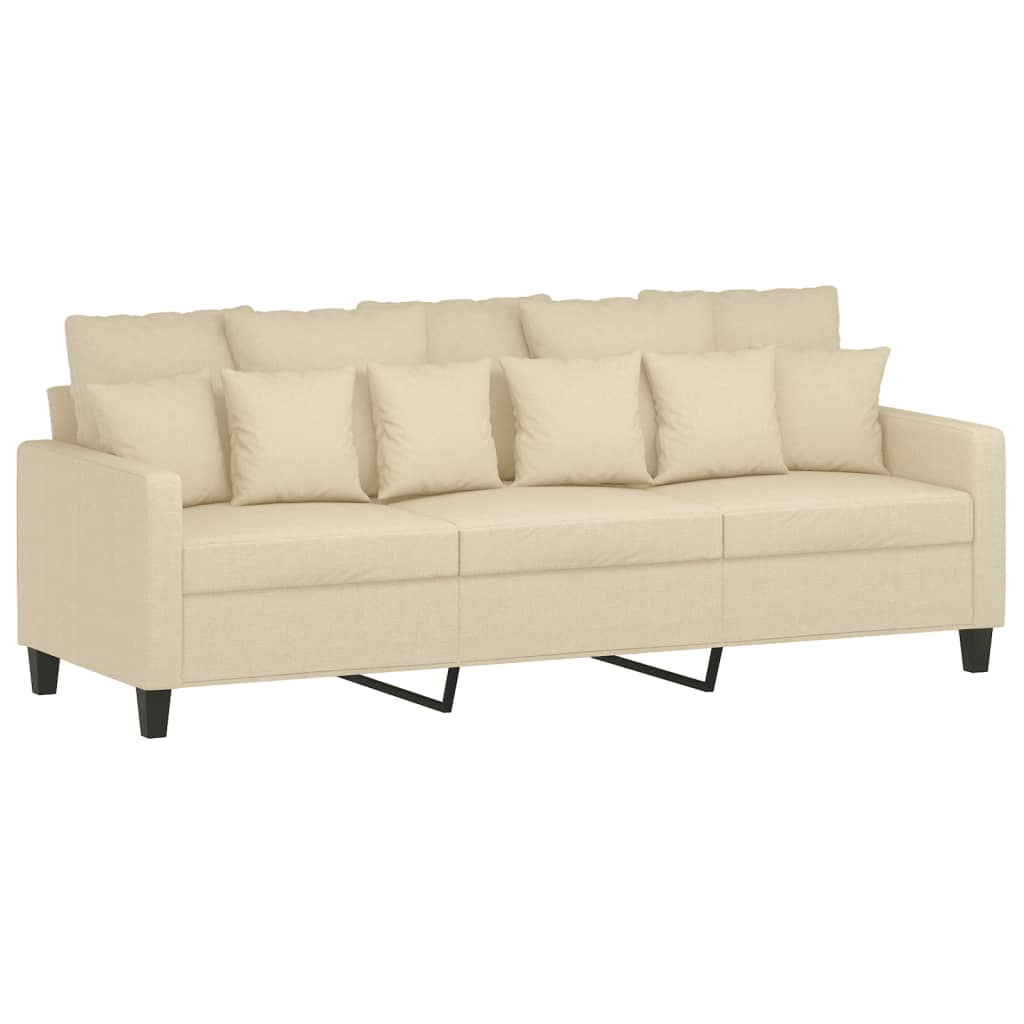 vidaXL Canapea cu 3 locuri cu taburet, crem, 180 cm, material textil vidaXL Canapea cu 3 locuri cu taburet, crem, 180 cm, material textil
