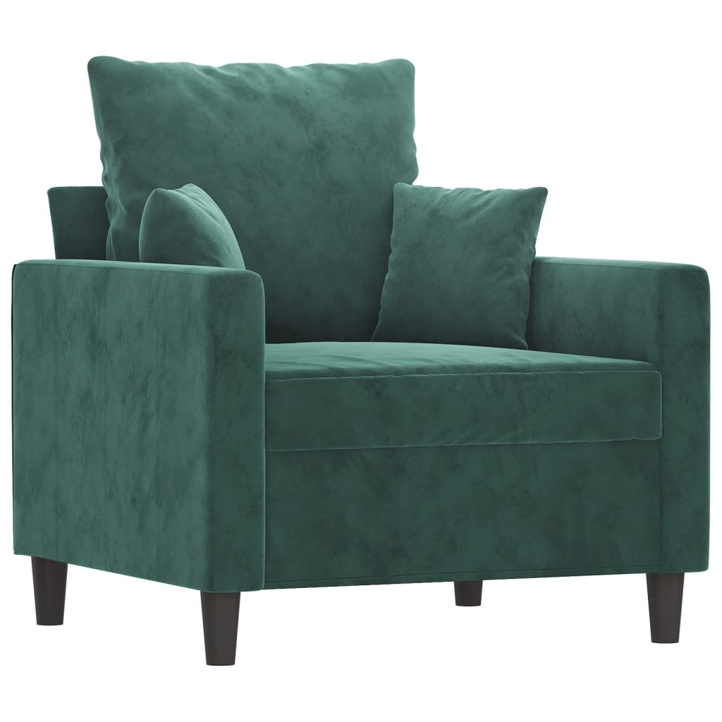 vidaXL Fotoliu canapea cu taburet, verde închis, 60 cm, catifea