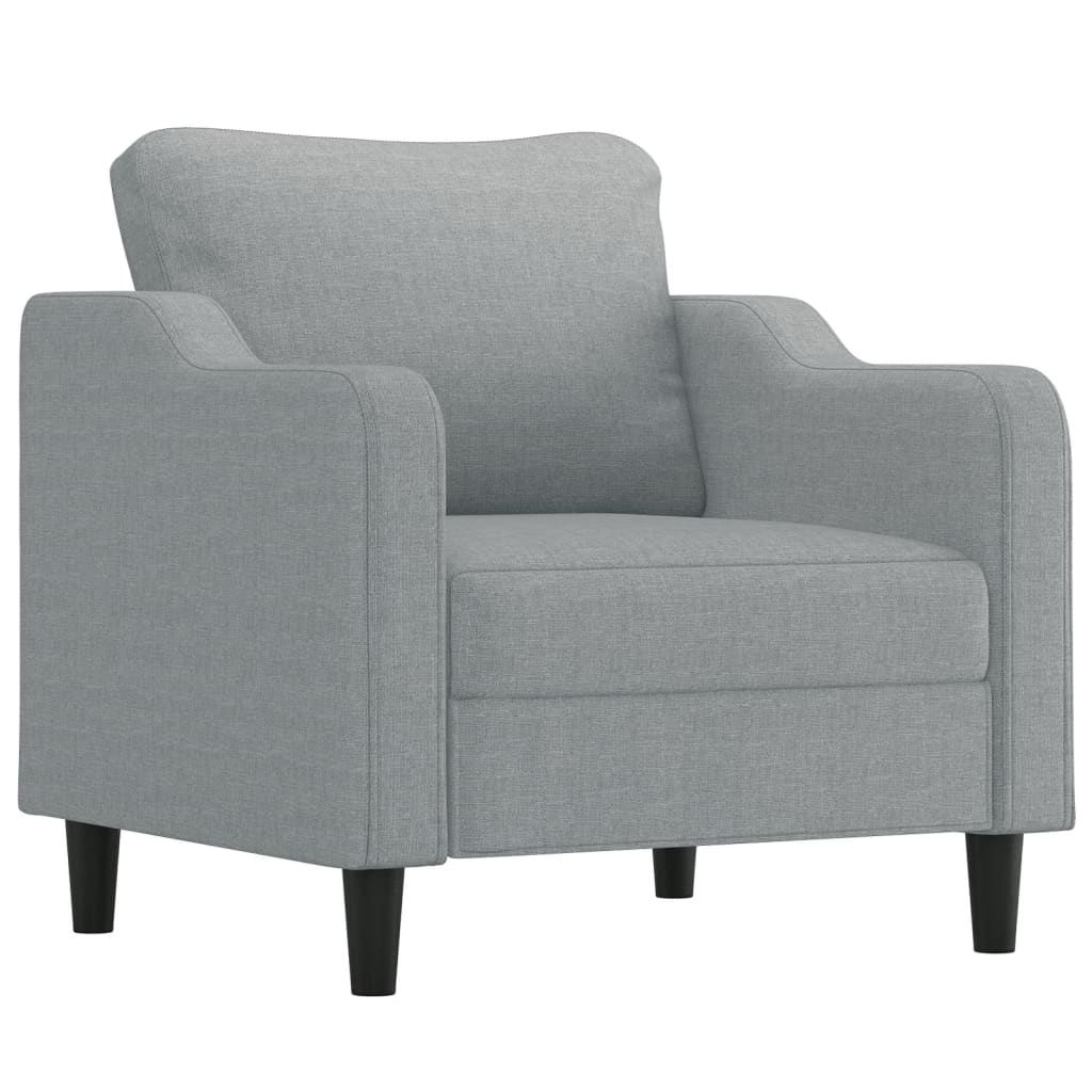 vidaXL Fotoliu canapea cu taburet, gri deschis, 60 cm, textil