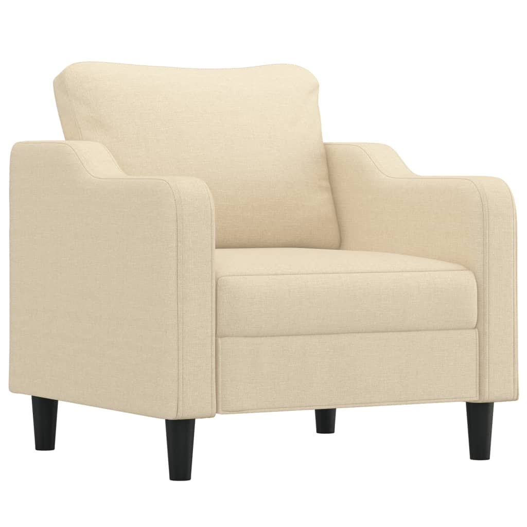 vidaXL Fotoliu canapea cu taburet, crem, 60 cm, material textil