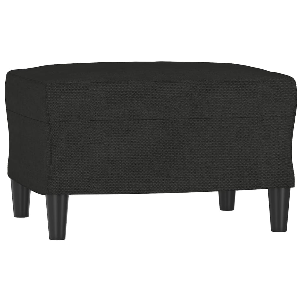 vidaXL Fotoliu canapea cu taburet, negru, 60 cm, material textil