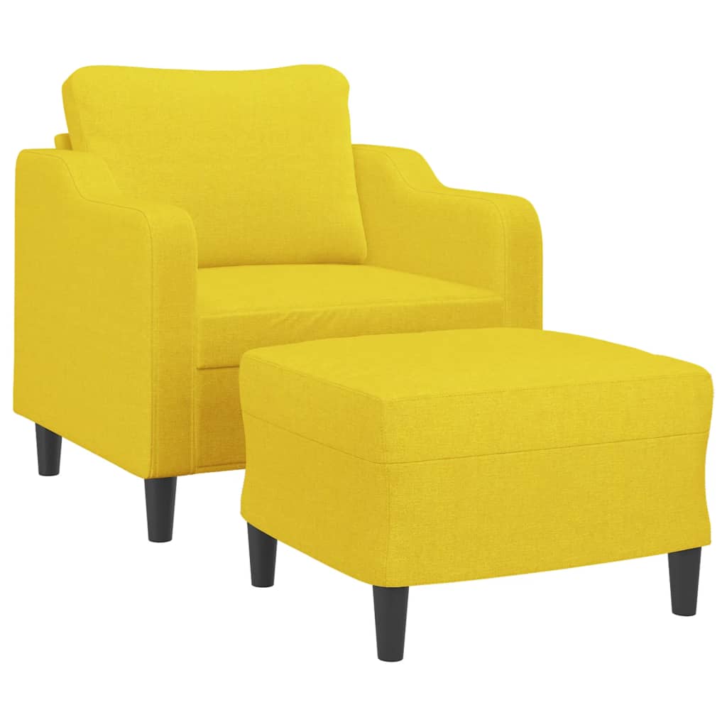 vidaXL Fotoliu canapea cu taburet, galben deschis, 60 cm, textil