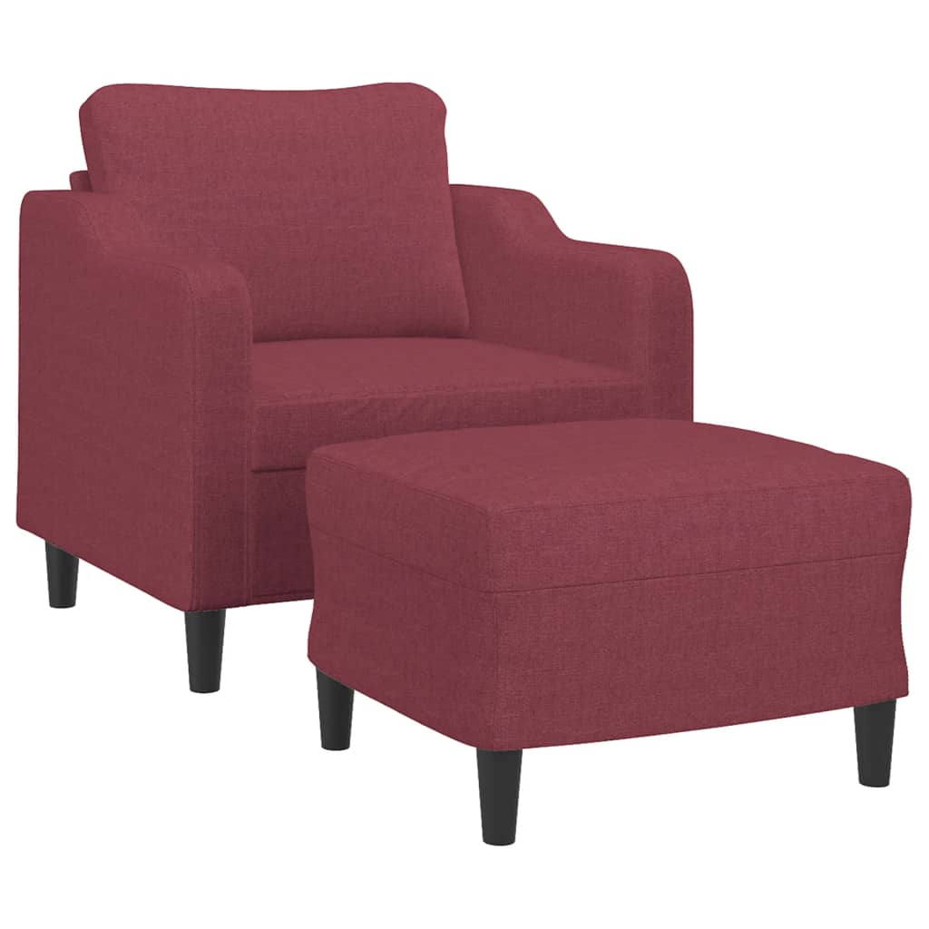 vidaXL Fotoliu canapea cu taburet, roșu vin, 60 cm, material textil