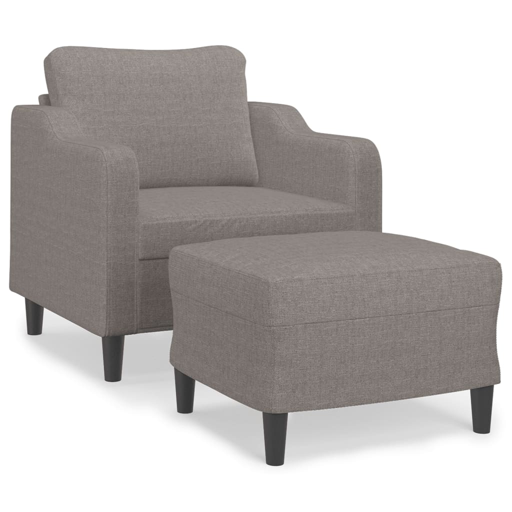 vidaXL Fotoliu canapea cu taburet, taupe, 60 cm, material textil