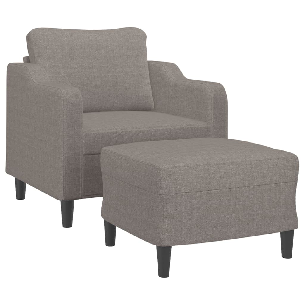 vidaXL Fotoliu canapea cu taburet, taupe, 60 cm, material textil