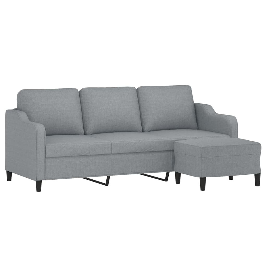 vidaXL Canapea cu 3 locuri și taburet, gri deschis, 180 cm, textil vidaXL Canapea cu 3 locuri și taburet, gri deschis, 180 cm, textil