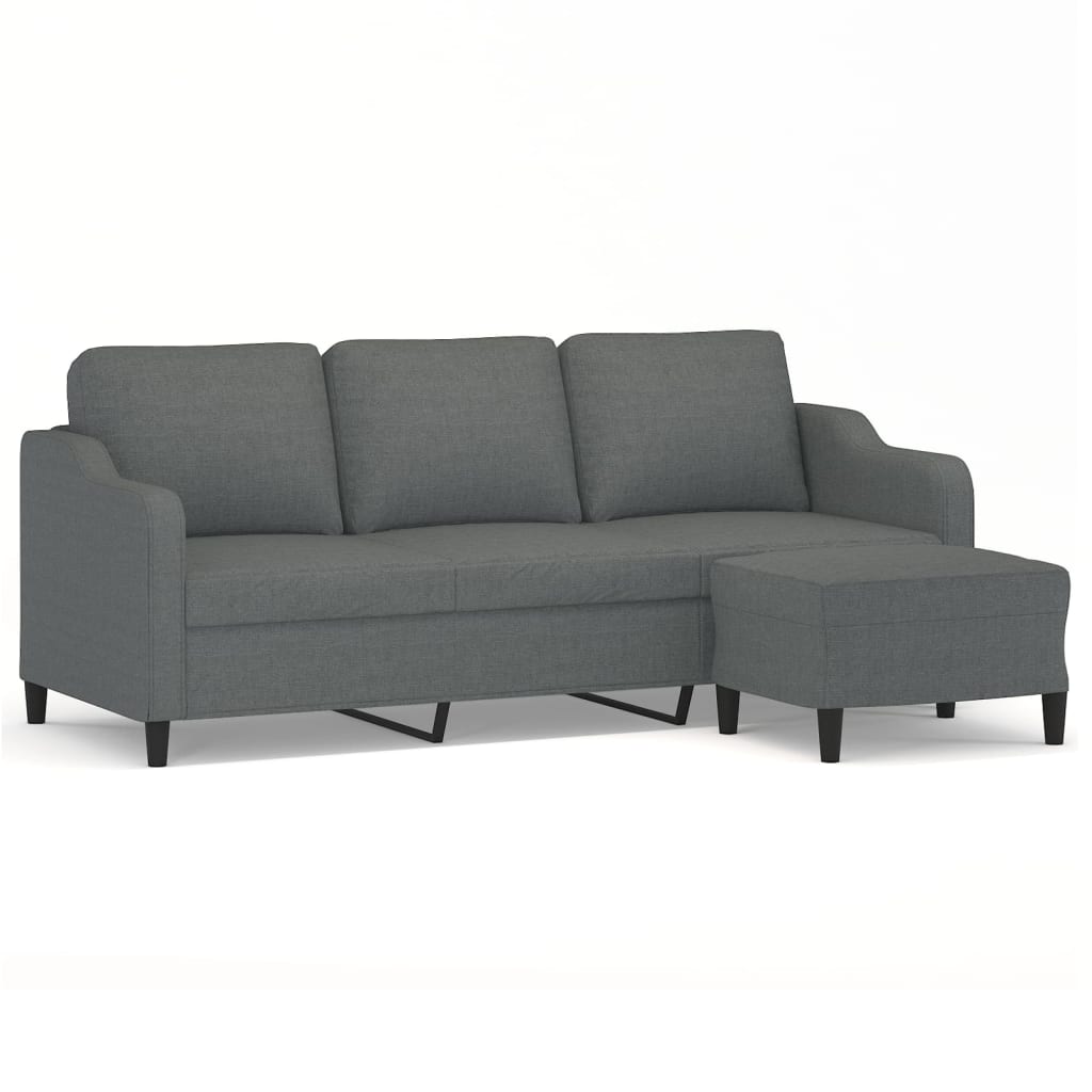 vidaXL Canapea cu 3 locuri și taburet, gri închis, 180 cm, textil vidaXL Canapea cu 3 locuri și taburet, gri închis, 180 cm, textil