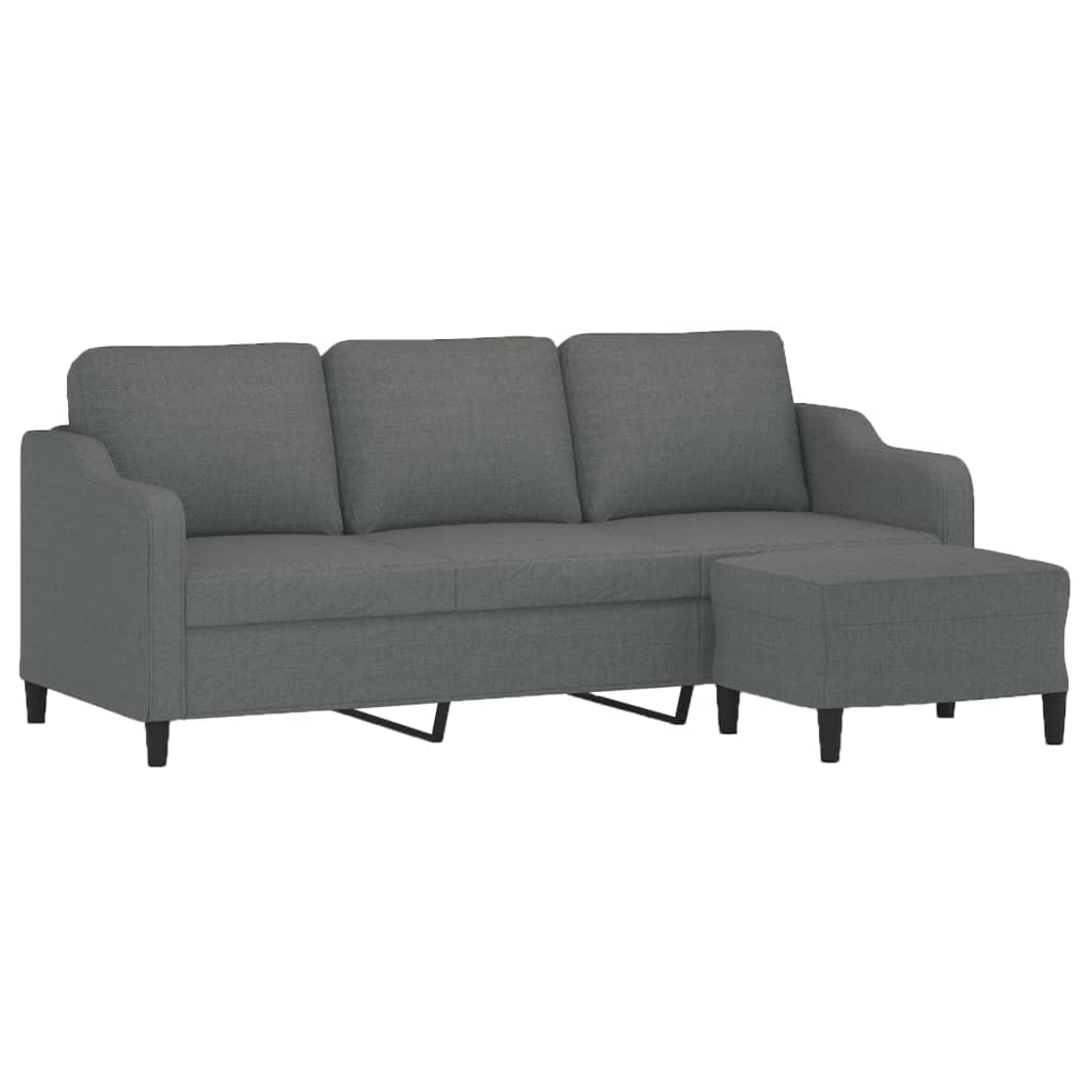 vidaXL Canapea cu 3 locuri și taburet, gri închis, 180 cm, textil vidaXL Canapea cu 3 locuri și taburet, gri închis, 180 cm, textil
