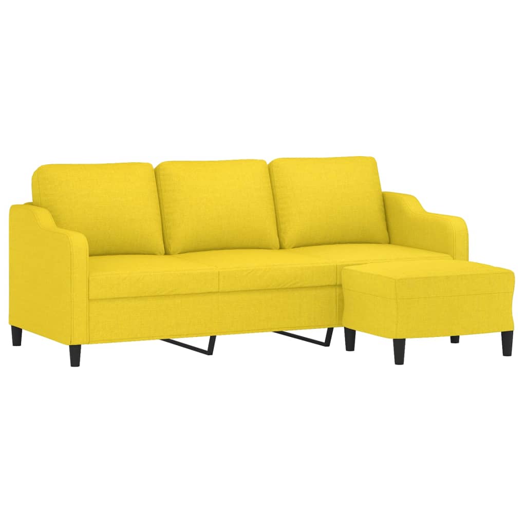 vidaXL Canapea cu 3 locuri și taburet, galben deschis, 180 cm, textil vidaXL Canapea cu 3 locuri și taburet, galben deschis, 180 cm, textil