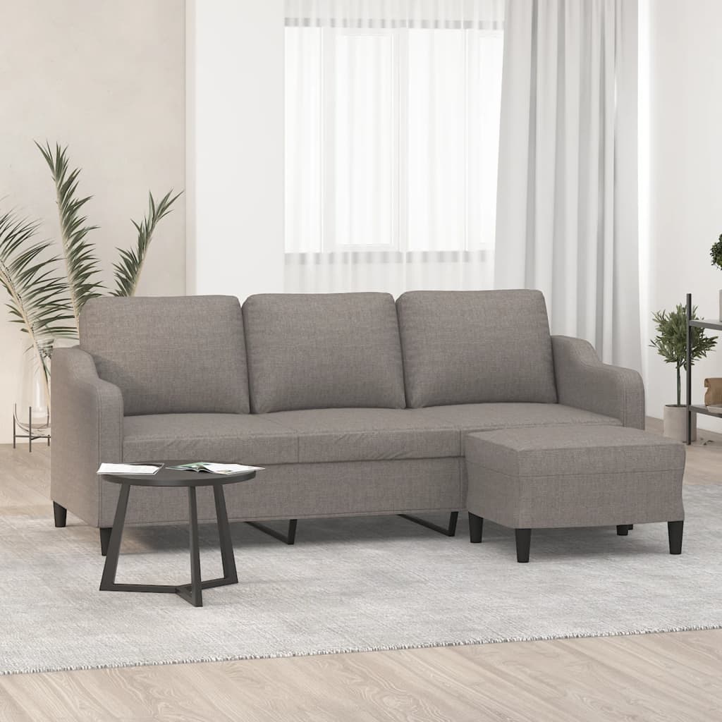 vidaXL Canapea cu 3 locuri și taburet, taupe, 180 cm, material textil vidaXL Canapea cu 3 locuri și taburet, taupe, 180 cm, material textil