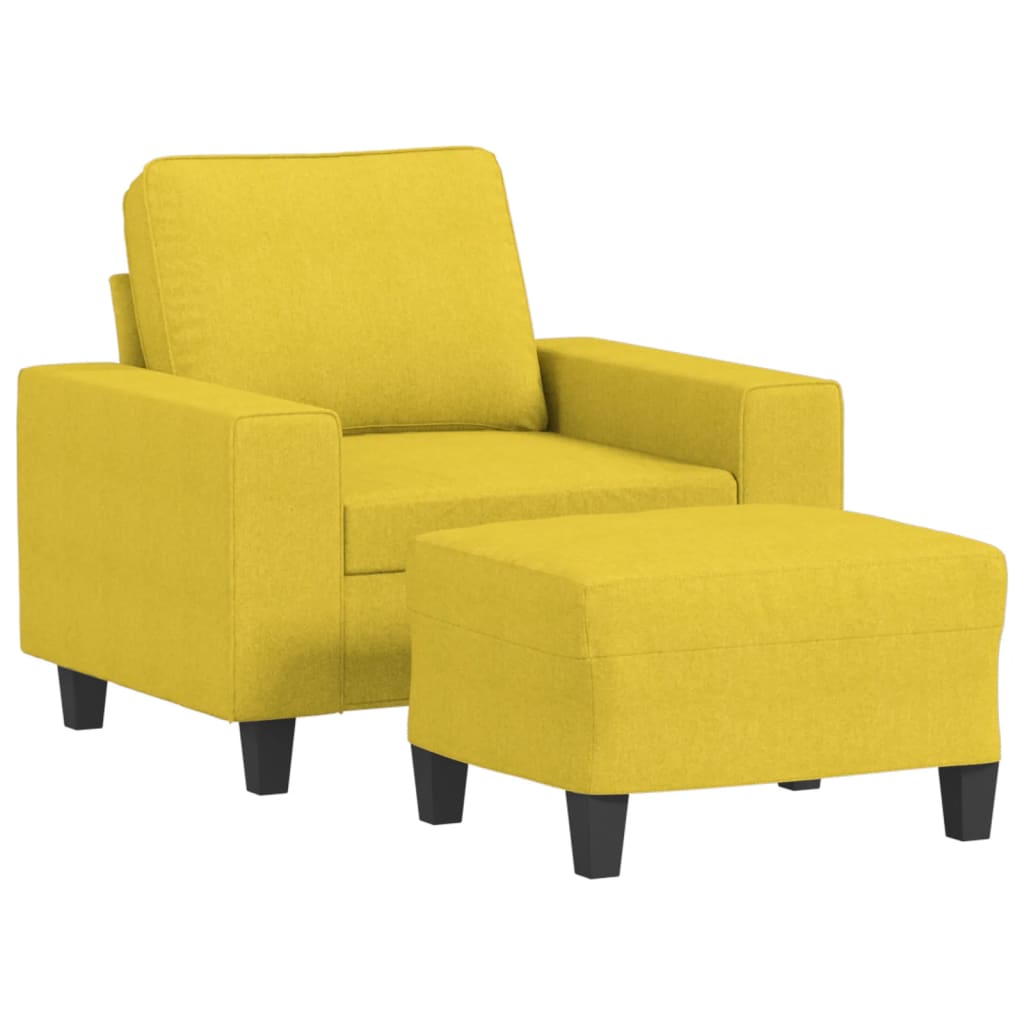 vidaXL Fotoliu canapea cu taburet, galben deschis, 60 cm, textil