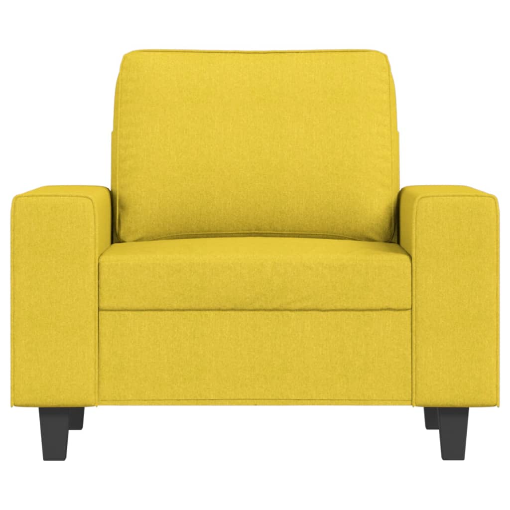 vidaXL Fotoliu canapea cu taburet, galben deschis, 60 cm, textil