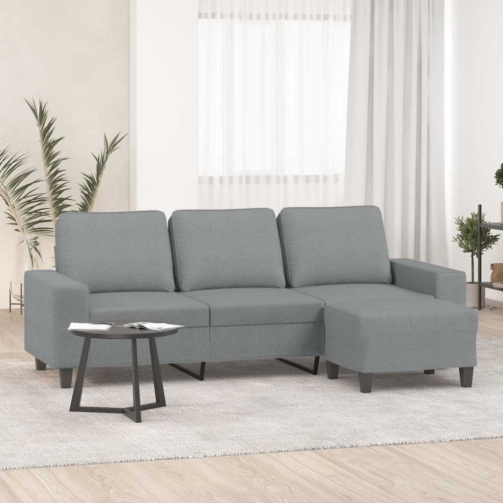 vidaXL Canapea cu 3 locuri și taburet, gri deschis, 180 cm, textil vidaXL Canapea cu 3 locuri și taburet, gri deschis, 180 cm, textil