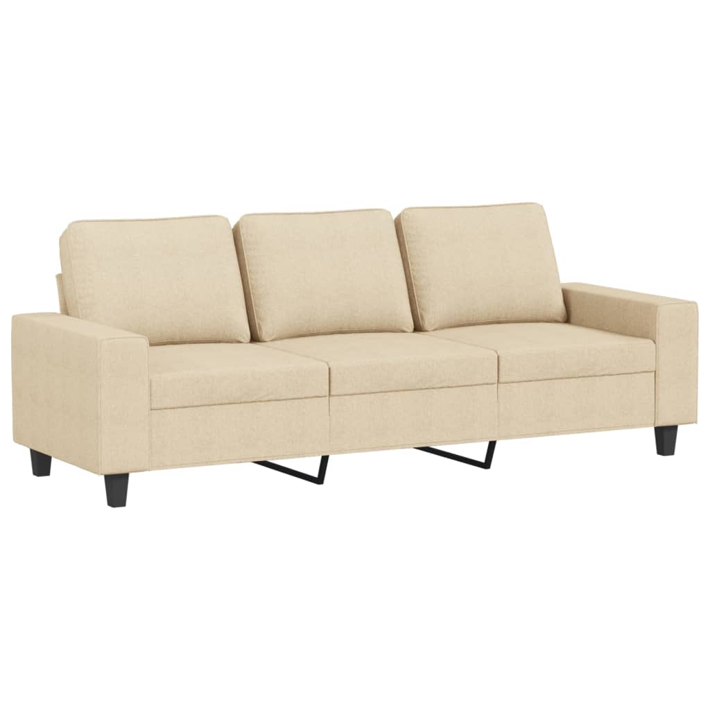 vidaXL Canapea cu 3 locuri cu taburet, crem, 180 cm, material textil vidaXL Canapea cu 3 locuri cu taburet, crem, 180 cm, material textil