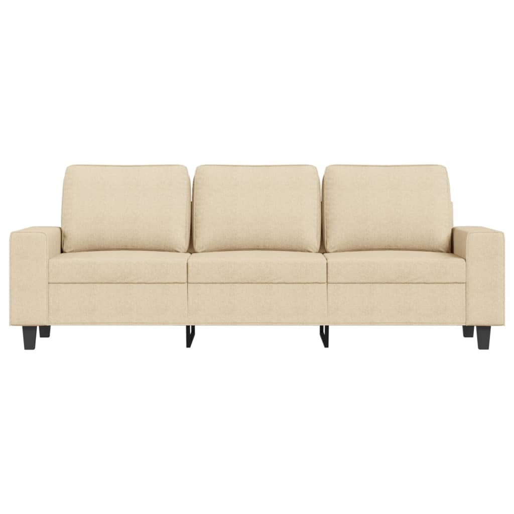 vidaXL Canapea cu 3 locuri cu taburet, crem, 180 cm, material textil vidaXL Canapea cu 3 locuri cu taburet, crem, 180 cm, material textil
