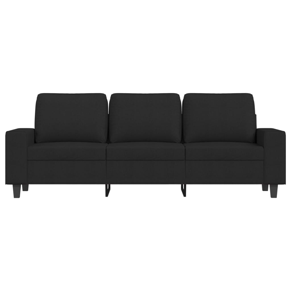 vidaXL Canapea cu 3 locuri cu taburet, negru, 180 cm, material textil vidaXL Canapea cu 3 locuri cu taburet, negru, 180 cm, material textil