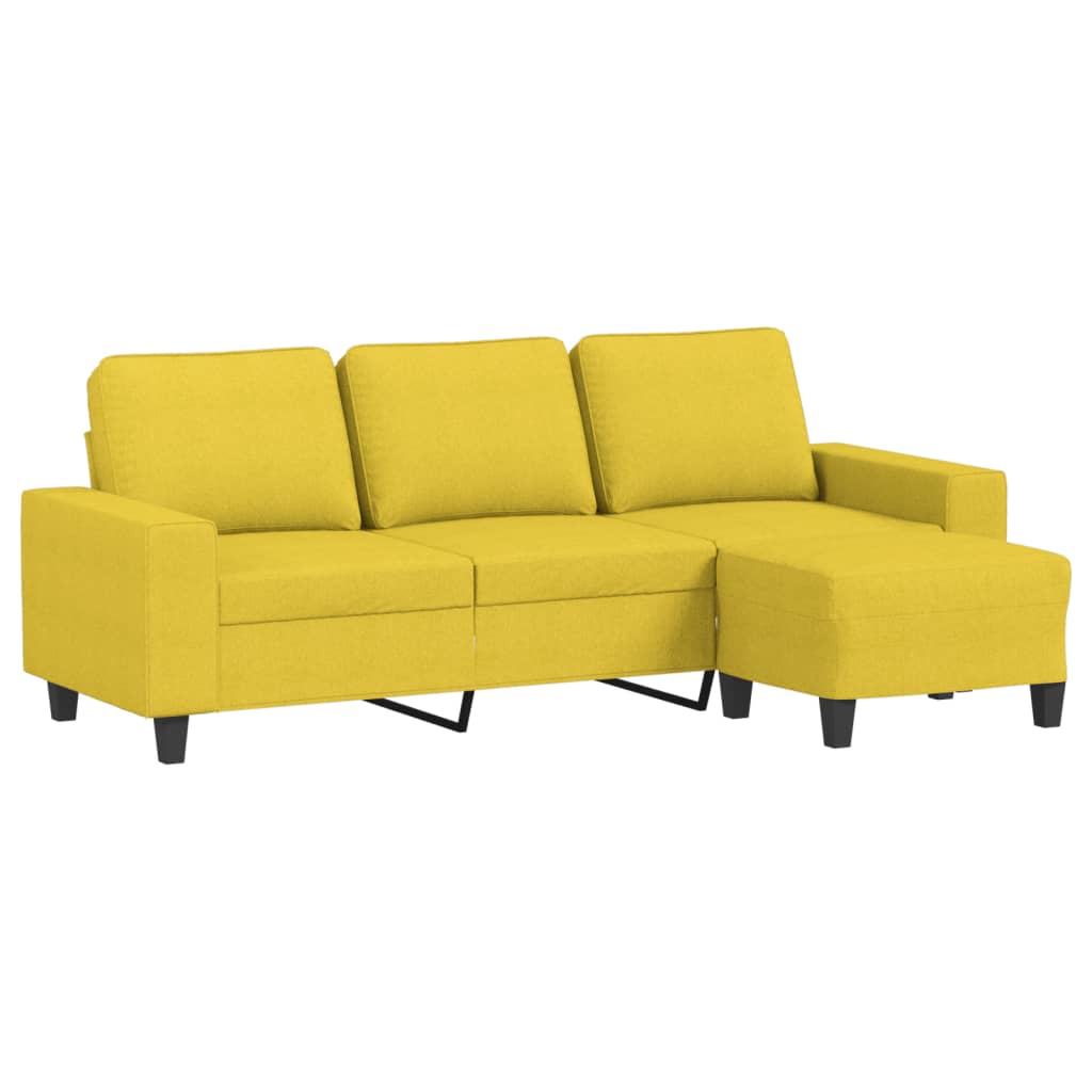 vidaXL Canapea cu 3 locuri și taburet, galben deschis, 180 cm, textil vidaXL Canapea cu 3 locuri și taburet, galben deschis, 180 cm, textil