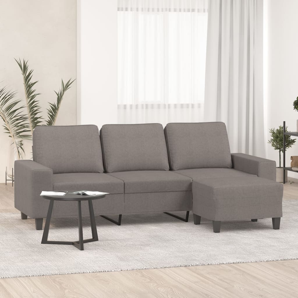 vidaXL Canapea cu 3 locuri și taburet, taupe, 180 cm, material textil vidaXL Canapea cu 3 locuri și taburet, taupe, 180 cm, material textil