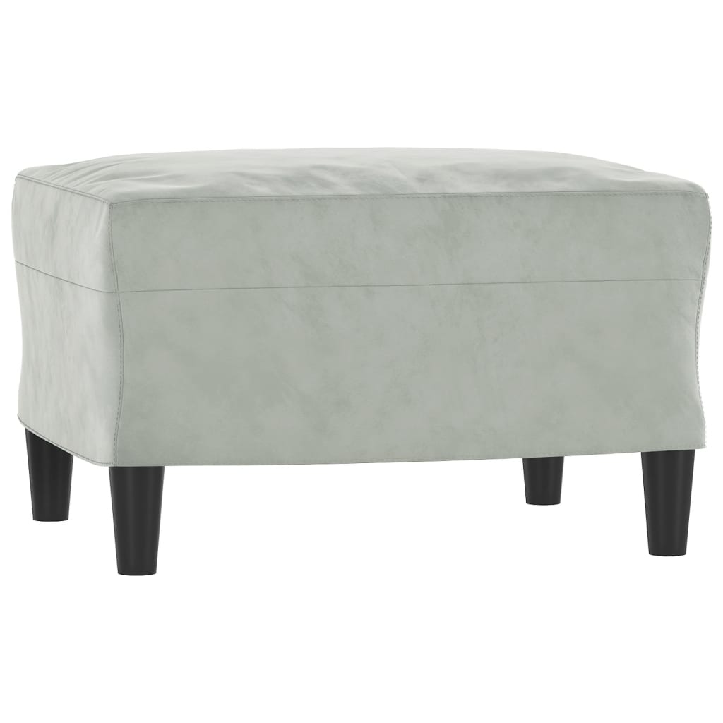 vidaXL Fotoliu canapea cu taburet, gri deschis, 60 cm, catifea