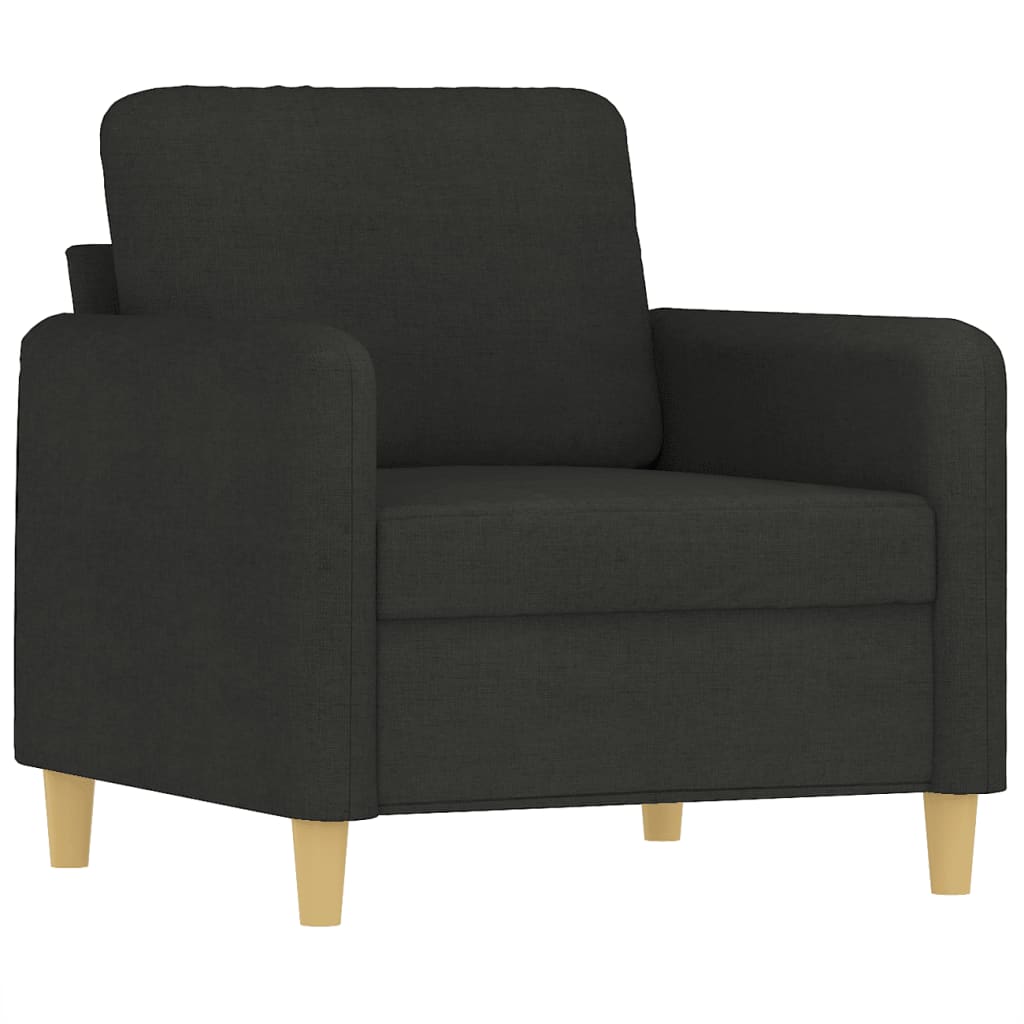 vidaXL Fotoliu canapea cu taburet, negru, 60 cm, material textil