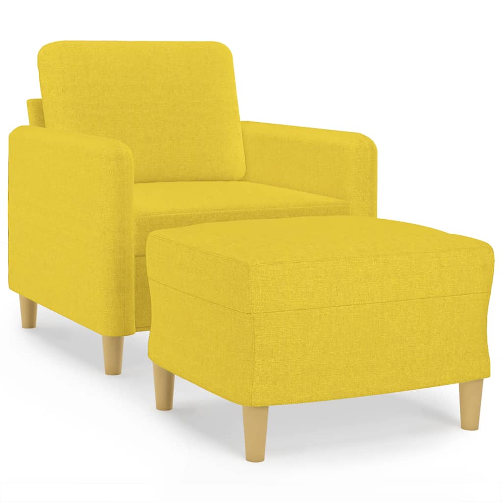 vidaXL Fotoliu canapea cu taburet, galben deschis, 60 cm, textil