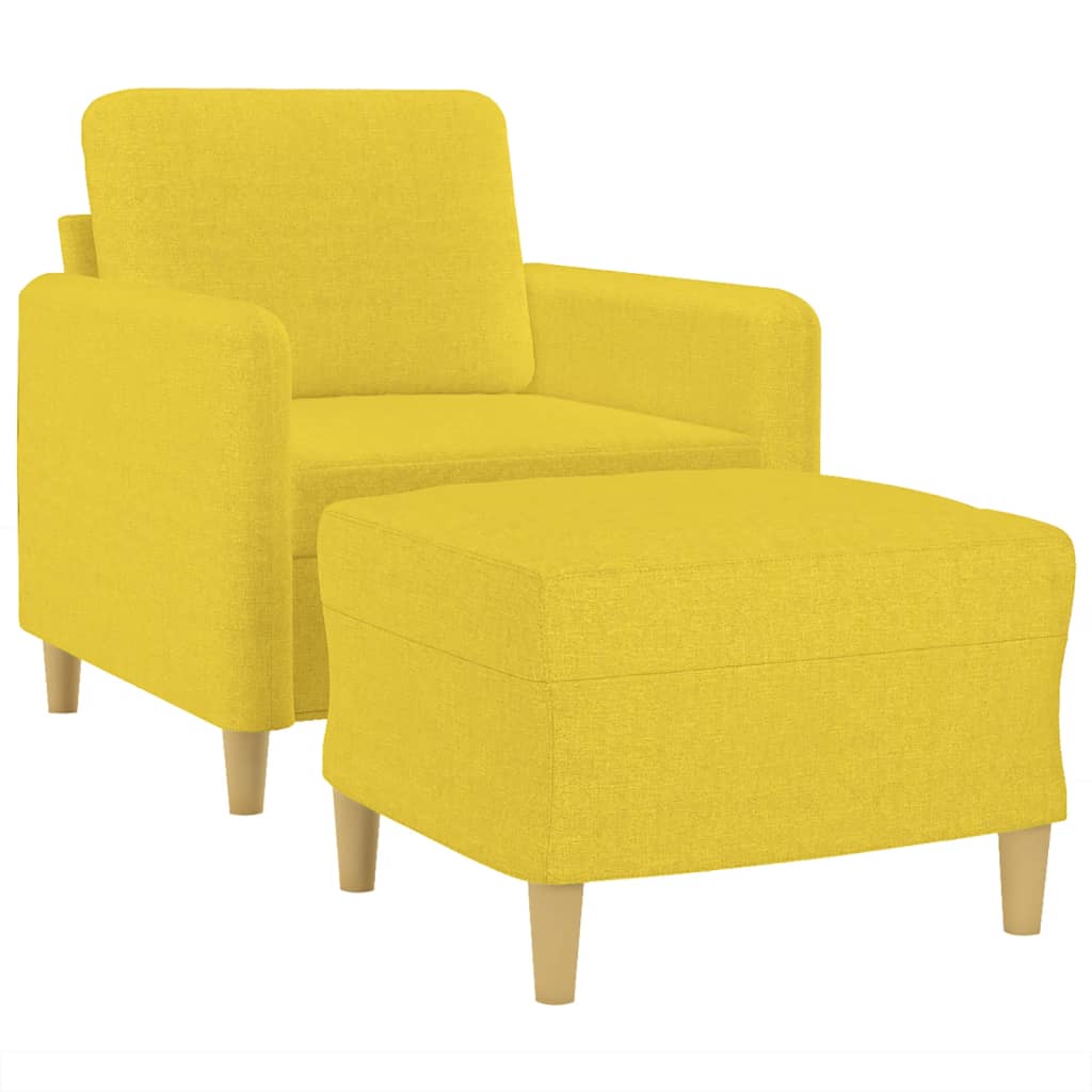 vidaXL Fotoliu canapea cu taburet, galben deschis, 60 cm, textil