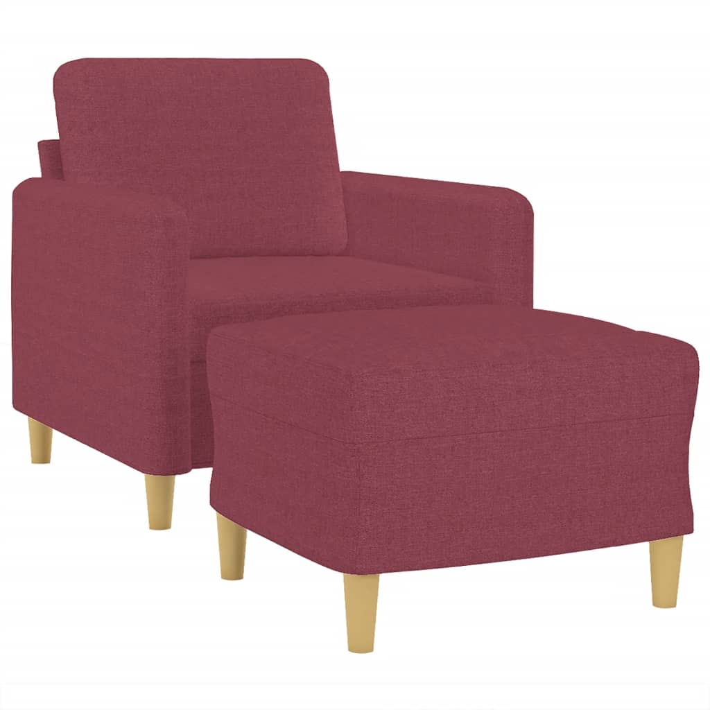 vidaXL Fotoliu canapea cu taburet, roșu vin, 60 cm, material textil