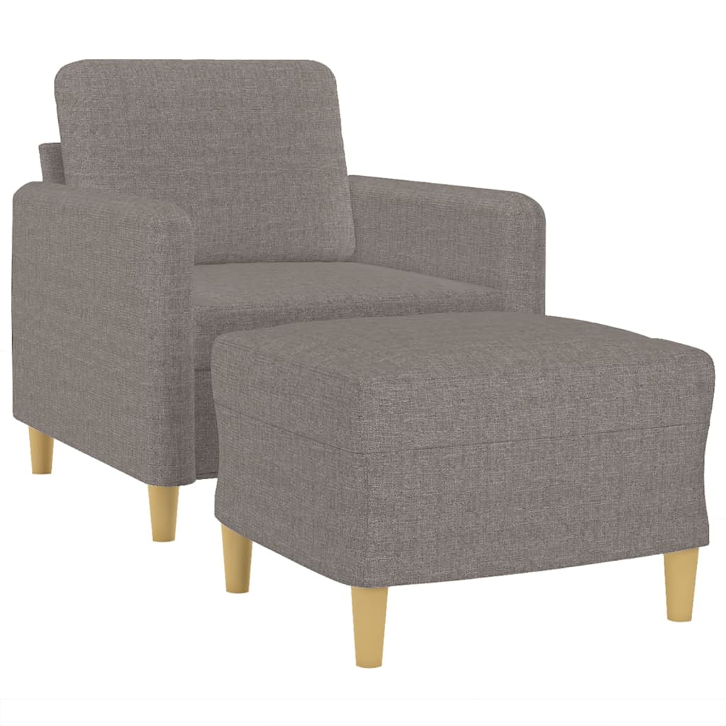 vidaXL Fotoliu canapea cu taburet, taupe, 60 cm, material textil