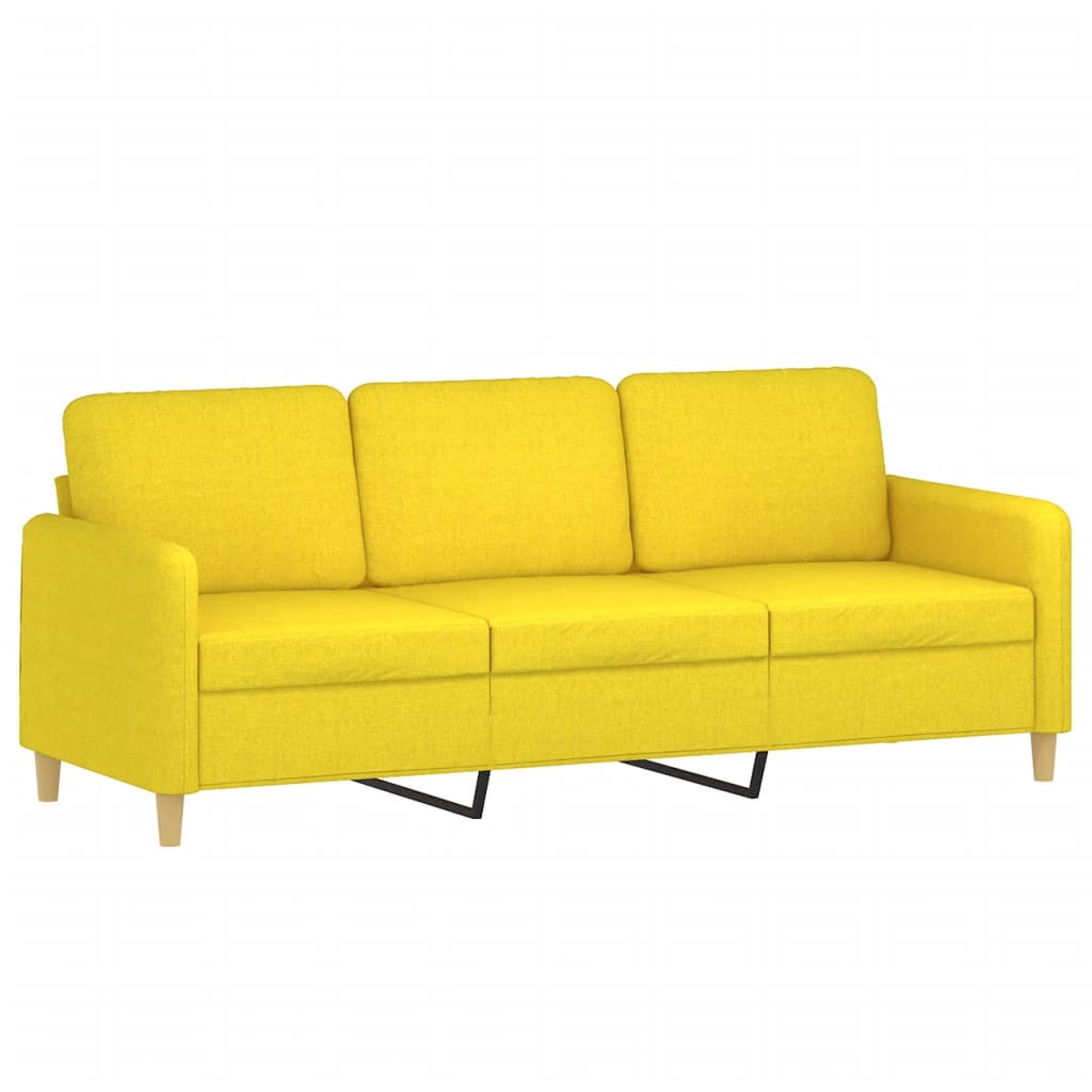 vidaXL Canapea cu 3 locuri și taburet, galben deschis, 180 cm, textil vidaXL Canapea cu 3 locuri și taburet, galben deschis, 180 cm, textil