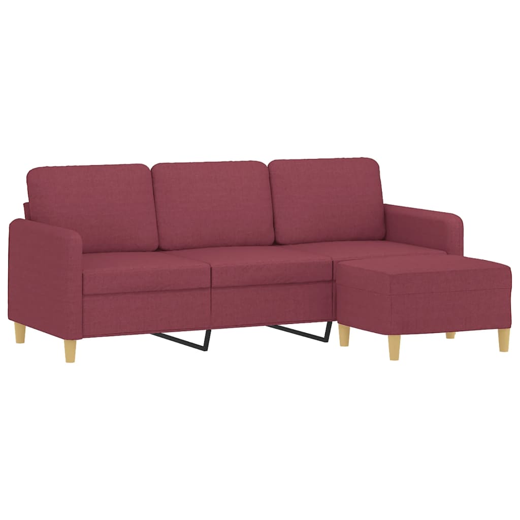 vidaXL Canapea cu 3 locuri și taburet, roșu vin, 180 cm, textil vidaXL Canapea cu 3 locuri și taburet, roșu vin, 180 cm, textil