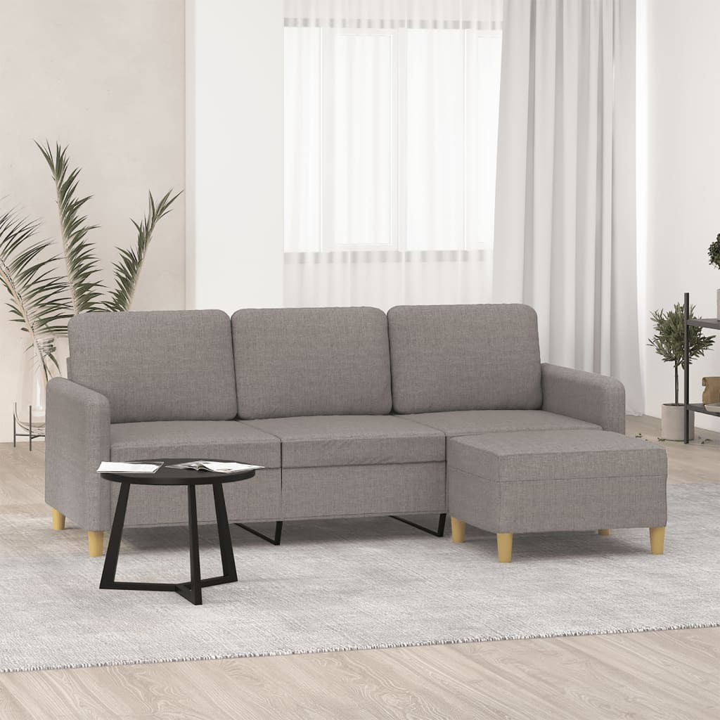 vidaXL Canapea cu 3 locuri și taburet, taupe, 180 cm, material textil vidaXL Canapea cu 3 locuri și taburet, taupe, 180 cm, material textil